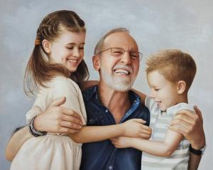 Custom Hand Painted Grandparents & Grandchildren Portraits in Oil from Your Photos