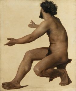 Etude d’homme les bras tendus, huile sur toile
