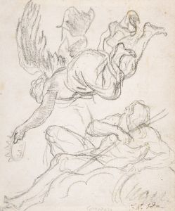 Flying Figure Holding a Crown, Reclining River God