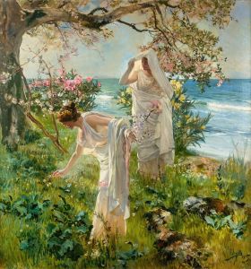 Greek girls on the shore