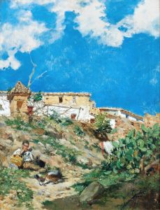 A landscape with figure in Sagunto, Valencia