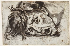 Head of man, open-mouthed and wide-eyed