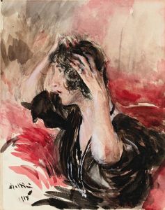 Woman fixing her hair