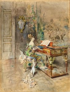 Pianista in abito settecentesco