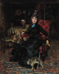 Signora seduta con gatto