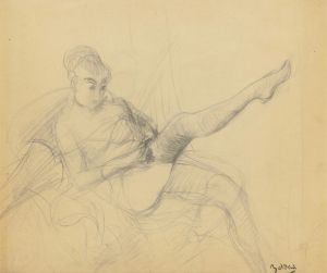 Seated Woman Putting on Her Stocking