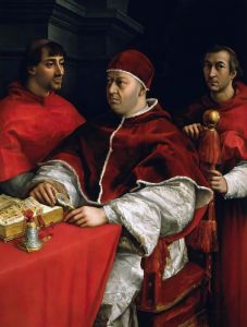 Portrait of Pope Leo X with Cardinals Giulio de’ Medici and Luigi de’ Rossi