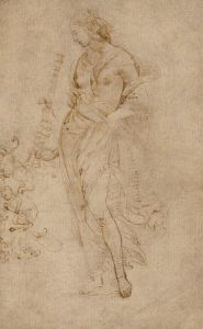 Female Figure with a Tibia, and Ornamental Studies
