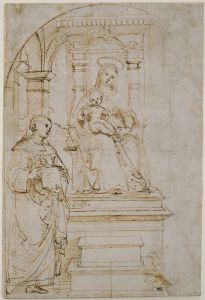 Sketch for an enthroned Virgin and Child with Saint Nicholas of Tolentino