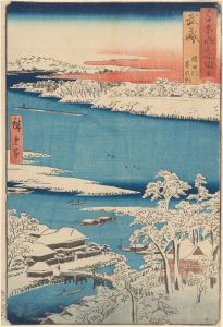 Snow Scene, Islet, River, Shore