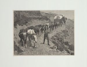 An ox train in the mountains