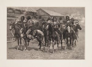 Crow Indians firing into the agency