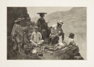 Yaqui Indian refugees with captive Mexican soldier