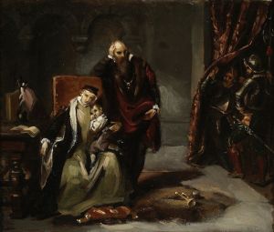 Catherine Jagiellon with her son Sigismund imprisoned in the Gripshom Castle