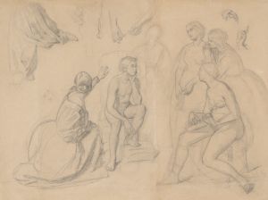 Fragment of composition with the prince figure and the ladies gathered around him, for the painting ‘The Upbringing of Sigismund Augustus’