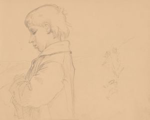 Half-length figure of a boy in profile to the left