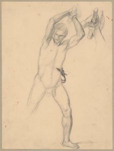Nude sketch to the executioner with an axe  and a stone  to the painting ‘Martyrdom of St. Matthias’