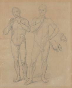 Nude studies of the Canon of Cracow, Piotr Wysz, and Jagiełło, and studies of hands of Jaśko of Tęczyn for the painting ‘Queen Jadwiga’s Oath’