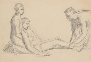 Sketch of nude men to the scene with Nicodemus and Joseph of Arimathea supporting the dead body of Christ to the painting ‘Entombment’