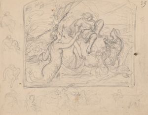 Sketch of the composition ‘Mermaids luring a young man’