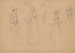 Sketches of figures in folk costumes of Kuyavia
