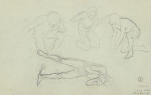 Sketches of nude males in various poses