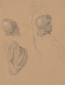 Studies of heads in helmets ‘Queen Jadwiga’s Oath’