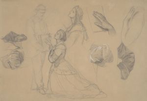 Studies of Jagiełło’s overcoat for the painting ‘Queen Jadwiga’s Oath’