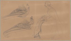 Study of a lady playing a lute and drapery for the painting ‘The Upbringing of Sigismund Augustus’