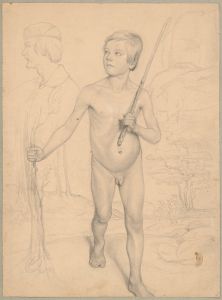 Study of a nude boy against a landscape