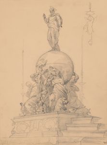 Study of a Sculptural Group with Evangelists Carrying the Globe