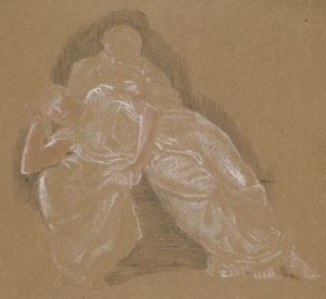 Female – Drapery Study of Two Seated Figures