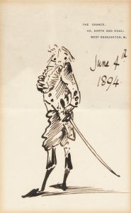 Self caricature in formal dress on the occasion of his baronetcy