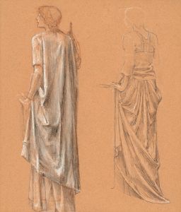Study of a draped female figure, with a subsidiary study of the same, for ‘The Sleep of Arthur in Avalon’