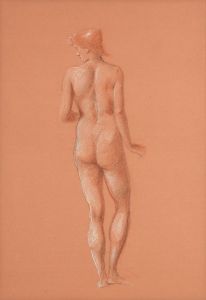 Nude study for attendant figure in The Sleep of Arthur in Avalon