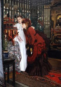 Young woman looking at Japanese items