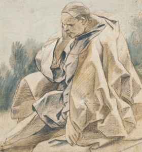 Drapery Study of a Seated Man Wearing a Cap