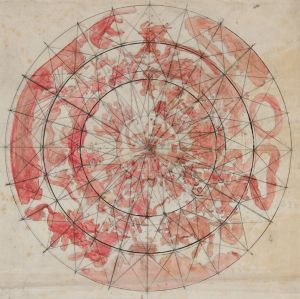 Composition study with zodiac figures for ‘The Hours’ ceiling mural, House Chamber, Pennsylvania State Capitol at Harrisburg