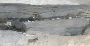 Landscape with cow in foreground