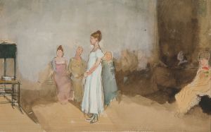 Sketch of a woman in an interior