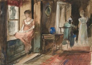 Sketch of figures in an interior