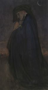 Study. Man in blue cloak, moonlight