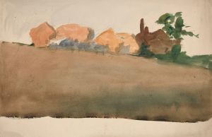 Landscape with houses in distance