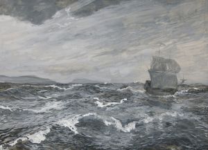 Seascape with sailing boat
