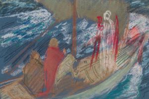 Study for ‘Solomon’s Ship’ in The Quest of the Holy Grail mural series at Boston Public Library