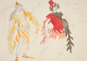 Dancers, costume sketch for Henry Irving’s Planned Production of King Richard II