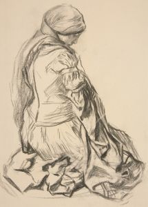 Drapery study for ‘Galahad Departs’ in The Quest of the Holy Grail mural series at Boston Public Library