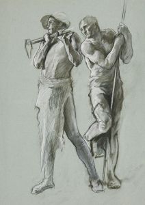 Figure study for ‘The Spirit of Vulcan, Genius of the Workers in Iron and Steel,’ lunette in the rotunda of the Pennsylvania State Capitol at Harrisburg