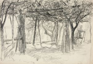 Figures under an arbor