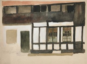 Sketch of exterior of a Tudor house